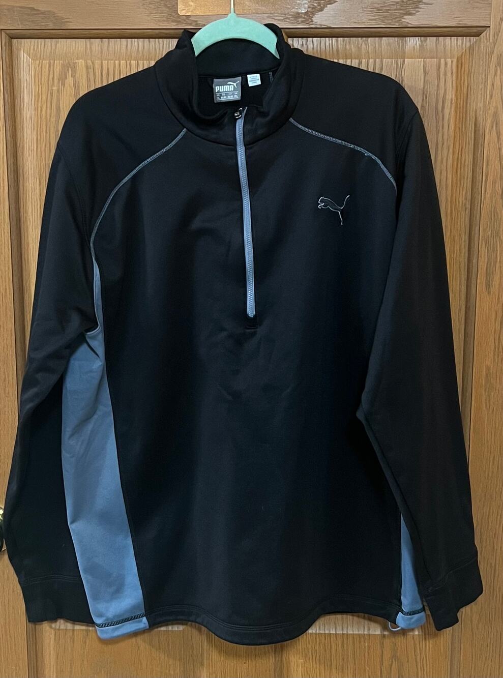 Puma Men's XL Black Blue 1/4 Zip Athletic Pullover Performance Top